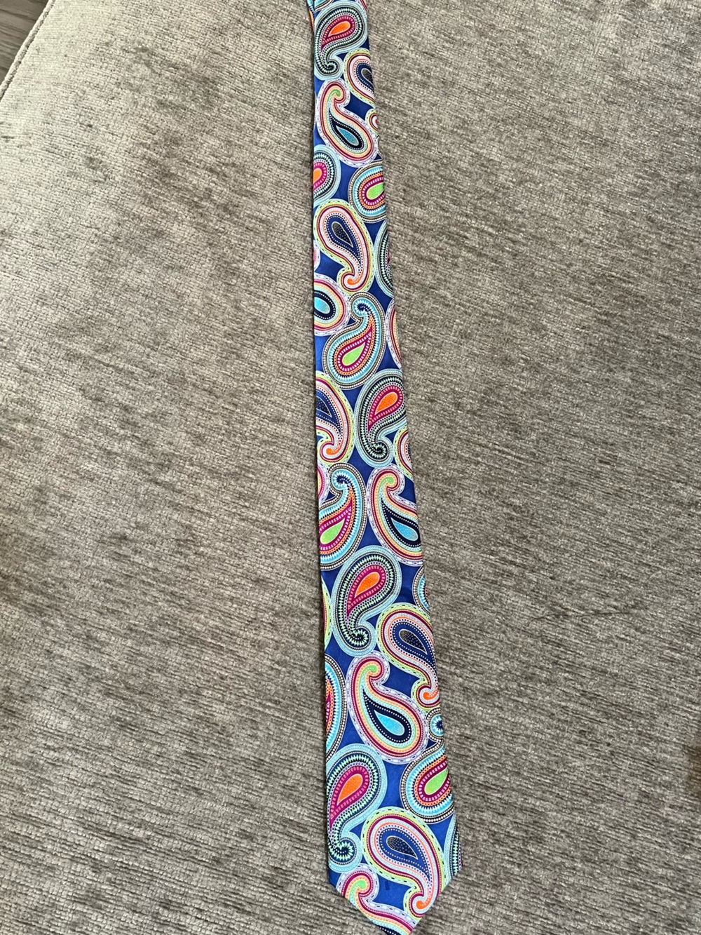 Geoffrey Beene Navy Paisley Silk Tie with Bright Multicolor Accents. 0021 - Picture 7 of 7